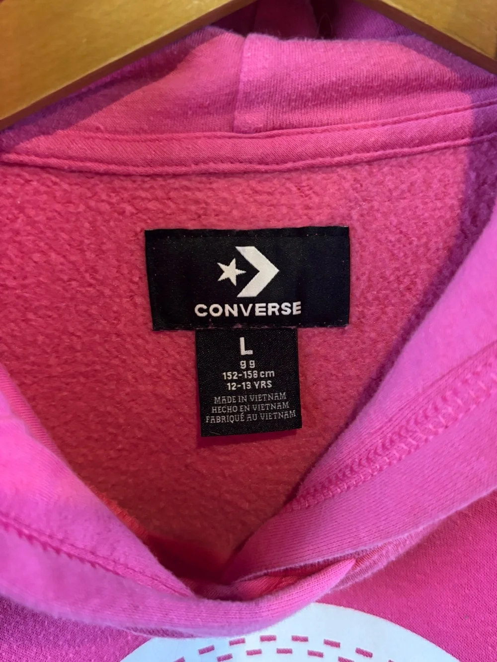 Converse Hot Pink All Star Cropped Hoodie Girls L 12/13